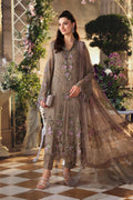MARIA B LUXURY CHIFFON COLLECTION 2026 - 3 Piece Unstitched Embroidered Chiffon Suit MPC-26-102-Muted Mocha Brown