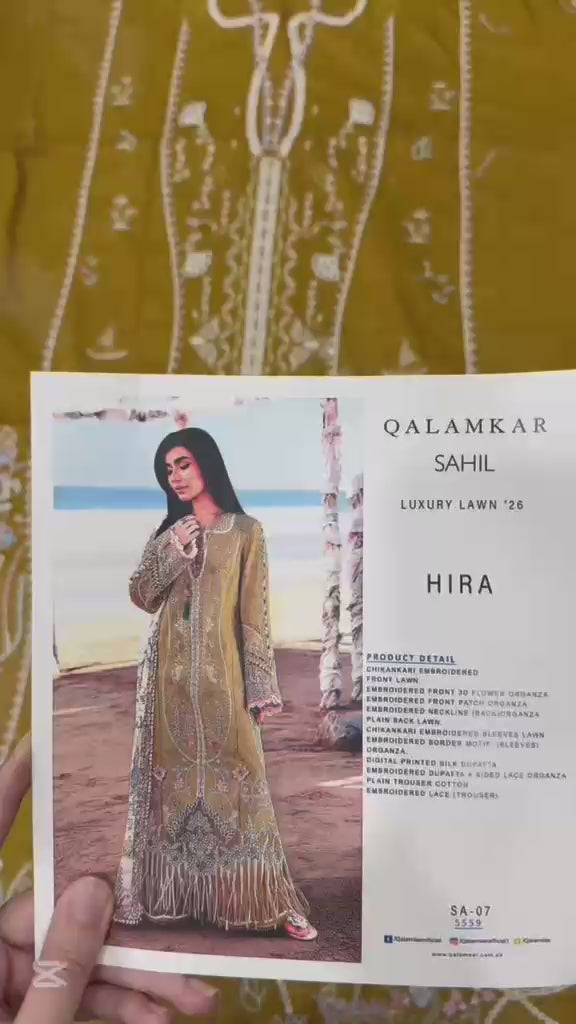 QALAMKAR LUXURY LAWN SAHIL - HIRA