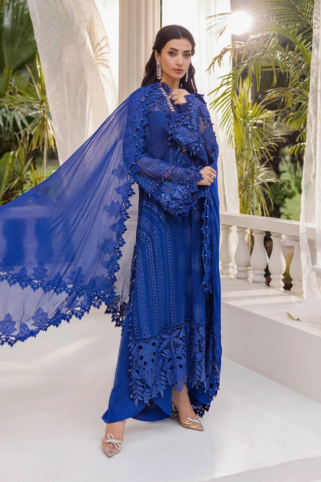 MARIA B 3 Piece Unstitched Embroidered Chiffon Suit | MPC-25-103